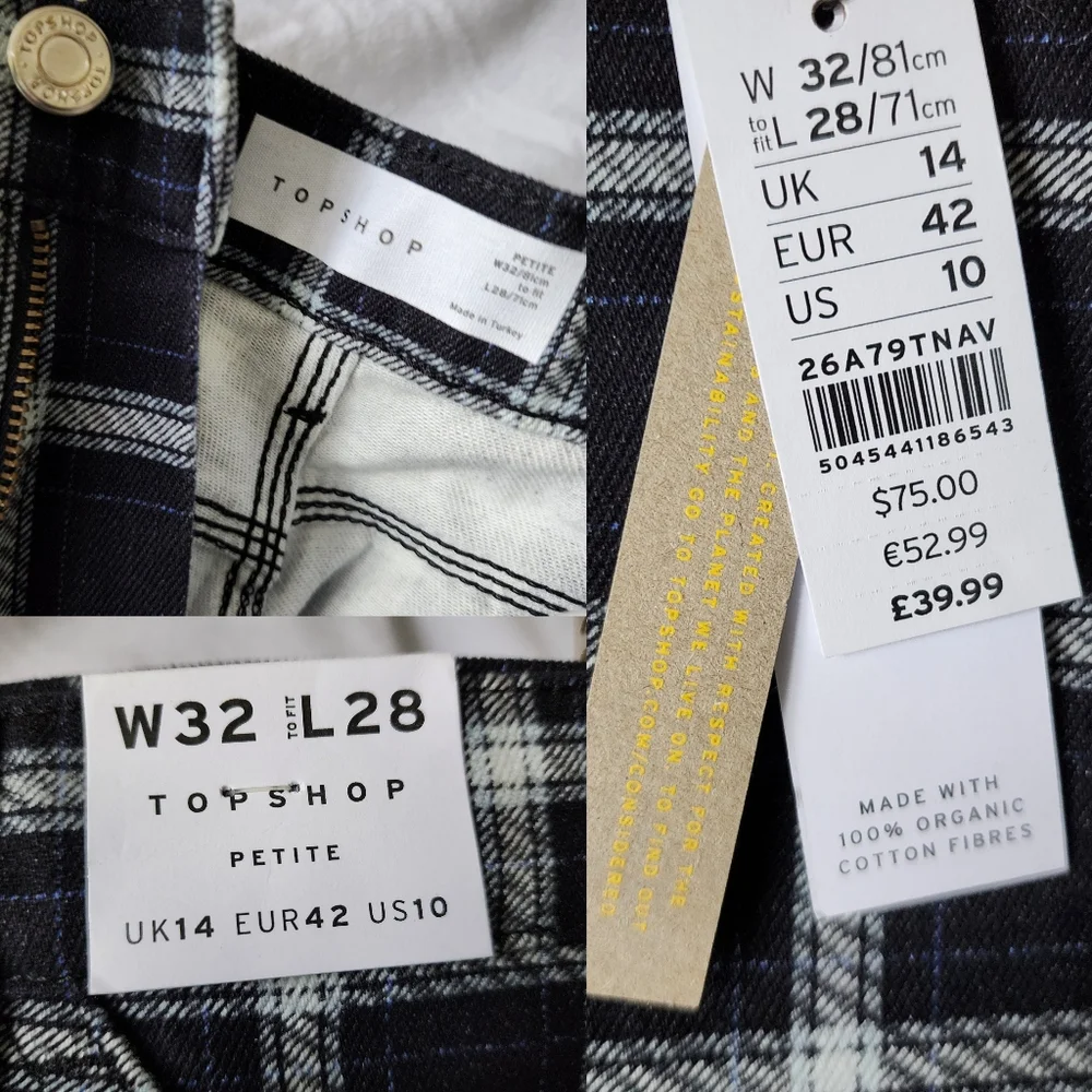 💙 Grunge Plaid Petite Women's Denim Pants - Picture 2 of 6